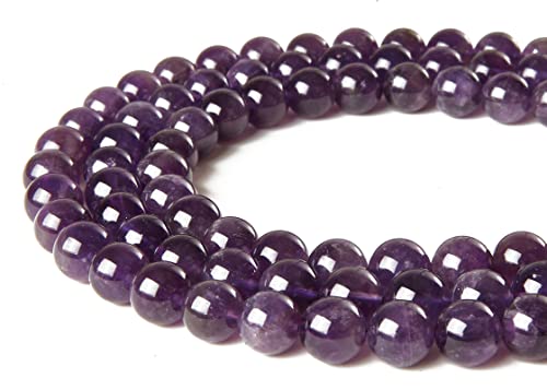 45pcs 8mm Amethyst Beads Natural Gemstone Beads Round Loose Beads for Jewelry Making - color: Amethyst, size: 8mm