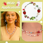 NBEADS 44 Pcs 6 Styles Strawberry Glass Beads, Handmade Lampwork Fruit Beads Crystal Mini Fruit Charms for DIY Jewelry Making
