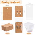 Tondiamo 2400 Pcs Earring Making Kit, Include Bright Gold, Silver and Gold Ear Hooks, 300 Earrings Cards Anti Sensitive Earring Making Tool with Jump Rings and OPP Bags for Repair(Brown Cards) - color: Brown Cards