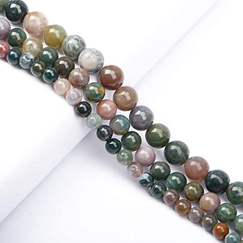 AD Beads Natural Gemstone Round Loose Beads 15" for Bracelet Necklace Earrings Jwelery Making Crafts DIY (4mm, Indian Agate) - color: Indian Agate, size: 4mm