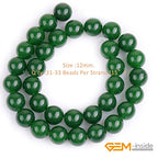 GEM-Inside Natural 12mm Green Taiwan Jade Gemstone Loose Beads Round Crystal Energy Stone Power for Jewelry Making 15" - color: Green Taiwan Jade, size: 12mm