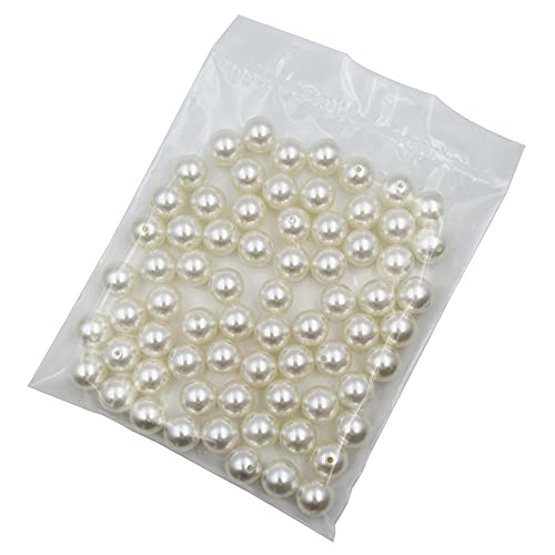 INSPIRELLE 70pcs Big Size 20mm Ivory Art Faux Pearl Beads ABS Round Loose Chunky Beads for DIY Craft Necklaces Bracelets Jewelry Making - color: Ivory, size: 20mm