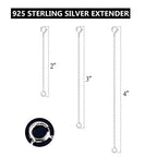 3 Pcs 925 Sterling Silver Necklace Extenders for Women Durable Strong Removable Necklace Bracelet Anklet Extension Jewelry Making Chains - color: 2 3 4 Inch, Silver