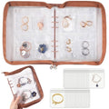 Jewelry Organizer Case Travel Jewelry Storage Bag Clear Jewelry Rolls (Light Brown,With 80 PCS Earring Pouches) - color: Light Brown,With 80 PCS Earring Pouches