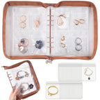 Jewelry Organizer Case Travel Jewelry Storage Bag Clear Jewelry Rolls (Light Brown,With 80 PCS Earring Pouches) - color: Light Brown,With 80 PCS Earring Pouches
