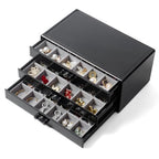 YUFONG Earring Organizer Box Acrylic Jewelry Organizer with 3 Drawers 54 Adjustable Grids Clear Stackable Earring Holder Velvet Trays Ring Display Case for Women Girls (Black Gray) - color: Black Gray