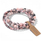 3Pcs Healing Crystal Turquoise Bracelets for Women Men 8mm 6mm 4mm Natural Stone Beaded Stretch Bracelet Jewelry Gifts for Women Girl - color: T5-Pink Zebra Jasper