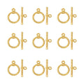 Pandahall 10 Sets Tibetan Alloy Toggle Clasps Round Toggle Clasps Connectors Bracelet Jewelry Clasp Connectors for Necklace Bracelet Jewelry Making (Light Gold)