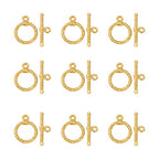 Pandahall 10 Sets Tibetan Alloy Toggle Clasps Round Toggle Clasps Connectors Bracelet Jewelry Clasp Connectors for Necklace Bracelet Jewelry Making (Light Gold)