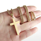 P. BLAKE Stainless Steel Cross Pendant Necklace for Men Boys, Christian Cross Pendant with 16-24 Inches Chain Cross Necklace Jewelry Gifts - size: 22 inches, style: Gold Pendant 1.7*0.9