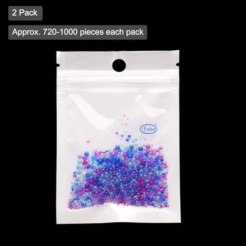 Iridescent Glass Tiny Bubble Beads, 0.4-3mm 20g No Hole Micro Mini Round Bluish Purple Water Droplets Beads - Applications: for Resin, Nail Art, Dollhouse Bath Tub, 2-Pieces - color: Bluish Purple, size: φ0.4-3mm