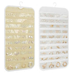 1 Pack Hanging Jewelry Organizer 80-Pocket Dual-sided Jewelry Storage for Earring Necklace Bracelet Ring Travel Holder, White and Beige - color: White and Beige