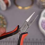 The Beadsmith Flat Nose Pliers, 5 inches (127mm) with Polished Steel Head, Ergonomic Comfort Grip Handle with Double-Leaf Spring