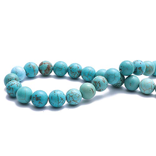 BEADIA Natural Blue Turquoise Stone Round Loose Semi Gemstone Beads for Jewelry Making 4MM 89PCS - color: Blue Turquoise, size: 4mm
