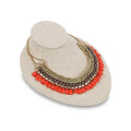 MOOCA Linen Lay Down Necklace Bust Display Jewelry Necklace Chain Jewelry Bust Display Holder Stand, Tan Linen