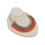 MOOCA Linen Lay Down Necklace Bust Display Jewelry Necklace Chain Jewelry Bust Display Holder Stand, Tan Linen