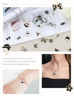 JIALEEY Assorted Gold Plated Enamel Charm Pendant DIY for Earrings Necklace Bracelet Jewelry Making and Crafting, Black 50PCS