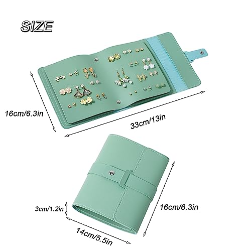 LAKE OF FIRE Earring Holder Organizer with Foldable Book Design Jewelry Book Organizer, Portable Pu Leather Travel Earring Case(Green) - color: Green