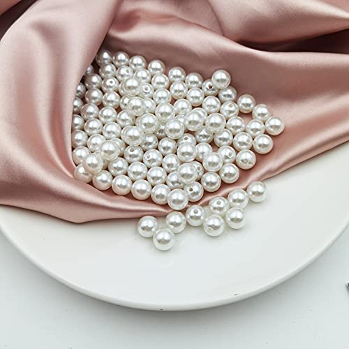 INSPIRELLE 600pcs 10mm White Art Faux Pearl Beads ABS Round Loose Spacer Beads for DIY Craft Necklaces Bracelets Jewelry Making - color: White, size: 10mm