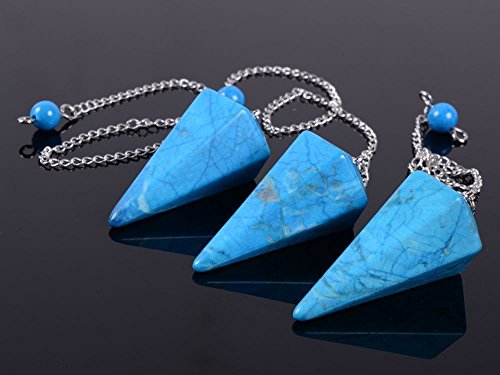 Justinstones Turquoise Howlite Gemstone Hexagonal Pointed Reiki Chakra Pendant Pendulum - color: Howlite Turquoise