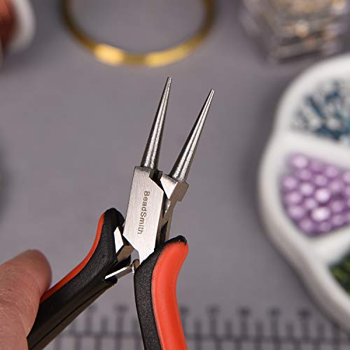 The Beadsmith Round Nose Pliers – Fine Tips – 5 inches (127mm) – Ergonomic Handle with Double Leaf Springs – Jewelry Making Tool for Creating Bracelets, Earrings and Necklaces - size: Round Nose - 5"