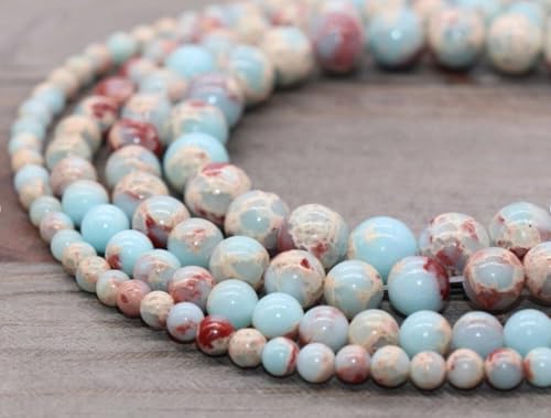 180pcs Adabele Natural Aquamarine Blue Impression Aqua Terra Jasper Healing Gemstone 4mm Small Sea Sediment Round Loose Beads Gem Stone Spacer GH5-4 - color: Aqua Terra Jasper, size: 4mm (180pcs/2 strands)