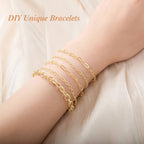Crisjanggo 32.8 Feet 14K Gold Plated Brass Chains for Jewelry Making Long Craft Link Chain Roll Paperclip Necklace Chains Bulk with Jump Rings Lobster Clasps Extender Chain - color: Paperclip