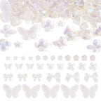 Cheriswelry DIY Bracelet Beads Pendants Kit - Mixed Transparent White Flower Butterfly Star Bowknot Loose Spacer Resin Beads - 30gs, 4-23.5mm, Clear AB Color - color: Clear AB