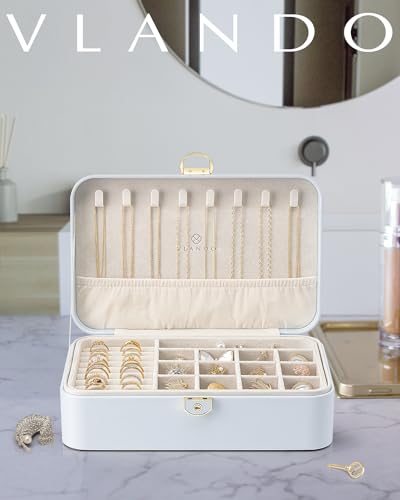 Vlando Jewelry Box Organizer for Women Girl,Lockable Jewelry Case Boxes with 2 Layers,Earrings Necklace,Rings Storage,Gift Box Packaging,Wedding Birthday Gifts Ideas Blue - color: 05.Blue