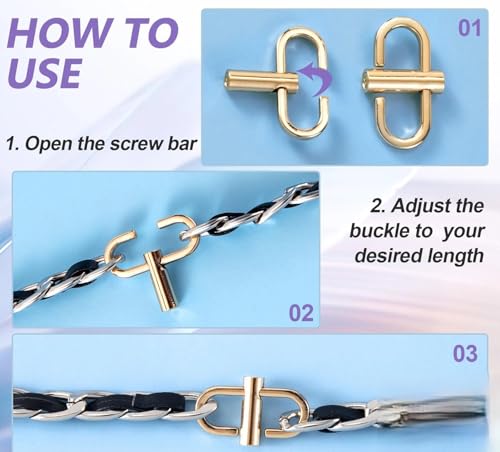 4Pcs Gold Adjustable Chain Strap Shortener, Alloy Necklace Adjuster Chain Shortener Straps Clasps for DIY Chain Links Connector