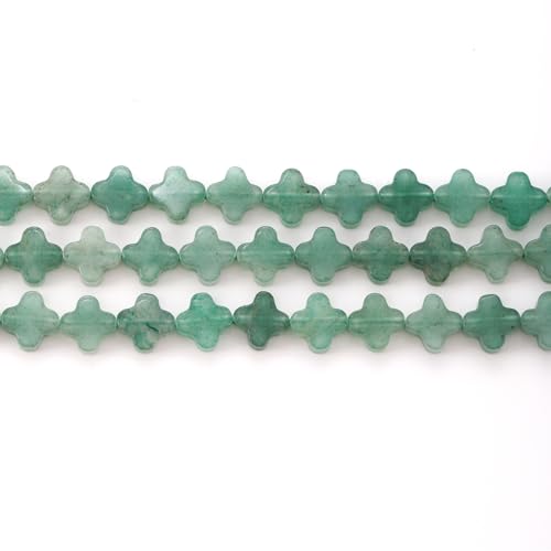 8mm Natural Green Aventurine Gemstone Faceted Clovers Beads Four-Leaf Spacer Loose Beads for DIY Jewelry Making Beads - color: Green Aventurine