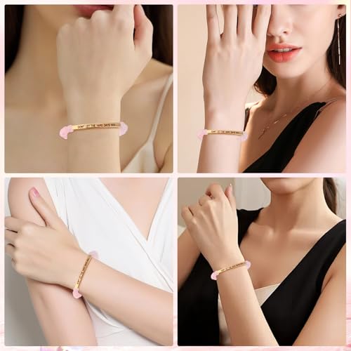INSYOHO Dont Let the Hard Days Win Bracelet – Inspirational Healing Crystal Bracelet for Women & Men, Agate & Amethyst Beaded Adjustable, Motivational Gift for Stress Relief & Positivity - color: Rose Quartz
