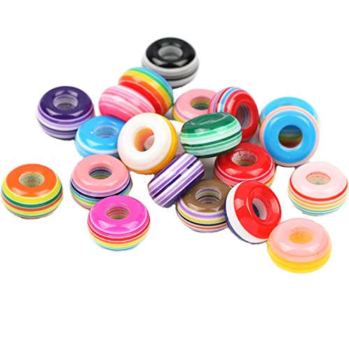 100PCS Colored Acrylic Crystal Beads Round Crackle Beads Charms for Jewelry Making Bracelets Large Hole Spacer Beads for Hanging Charms DIY Art Christmas Ornament Birthday Gifts (Rainbow) - color: Rainbow