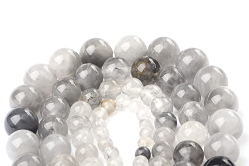 Bymitel 90 pcs Natural Genuine Real Round Loose Stone Beads Gemstone Spacers for Charm DIY Jewelry Making 15.5" per Strand 4mm (Cloudy Quartz Crystals, 4mm) - color: Cloudy Quartz Crystals, size: 4mm
