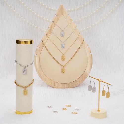 UAMOAKNG 10pcs Stainless Steel Charms + 10pcs Gold Plated Charm Pendant Bulk with Jump Rings Jewelry DIY Supplies - color: Square Moon