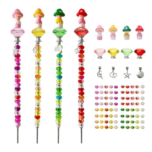 102 Pcs Fairy Garden Accessories Outdoor Kit - DIY Fairy Wand Beaded Garden Stakes Decorative Kit with Miniature Mushrooms Figurine for Different Festivals, Beadable Items(Mushrooms) - color: Mushrooms