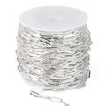 [16.5 Ft] Stainless Steel Paperclip Chains Roll, 4.3mm Width Silver Plated Stainless Steel Oval Link Chains Spool Bulk for Jewelry Making - color: silver color(4.3mm)