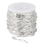 [16.5 Ft] Stainless Steel Paperclip Chains Roll, 4.3mm Width Silver Plated Stainless Steel Oval Link Chains Spool Bulk for Jewelry Making - color: silver color(4.3mm)