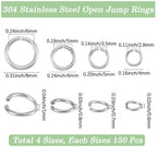 Beebeecraft 600Pcs 4/5/6/8mm 304 Stainless Steel Jump Rings Round Small Metal Open Jump Rings Silver O Chainmail Ring Connector for Jewelry Making Earring Bracelet Necklace Keychain DIY Craft - color: Stainless Steel Color