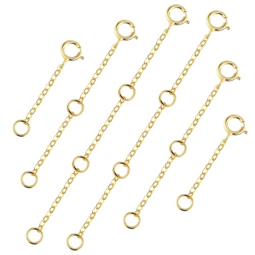 6 Pcs Necklace Extenders for Women 14K Gold Plated Necklace Extender Chain Extenders for Necklaces Anklet Bracelet Extender with Round Clasp Necklace Extension for Jewelry Making (1 2 3 Inch) - color: Gold, size: 6 Pcs
