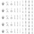 Shapenty 10 Styles Antique Silver Kitchen Tableware Fork Knife Pan Baking Cooking Charm Pendant Set for Earring Necklace Bracelet Keychain Jewelry Making Geocaching Fun Craft Supplies, 50PCS