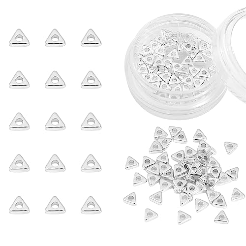 BEADIA Silver Plated Triangle Spacer Beads 3.5x1.5mm 50pcs for Jewelry Making Findings Non Tarnish - color: Silver, size: 3.5x1.5mm Triangle