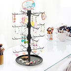 Jewelry Display for Vendors with 80 Hooks, 4 Tier Rotating Display Stand Earring Holder Organizer Adjustable Height, Earring Rack Keychain Necklace Bracelet Display for Retail - style: 4SL-BK