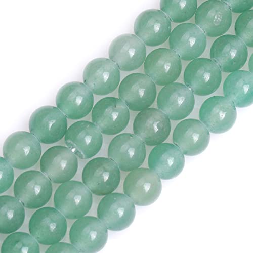 JOE FOREMAN 2MM Big Hole 6mm Green Aventurine Jade Round Natural Gemstone Semi Precious Loose Beads for Jewelry Making 15" Beaded Strand DIY Handmade Craft Supplies - size: 6mm