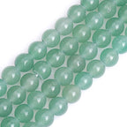 JOE FOREMAN 2MM Big Hole 8mm Green Aventurine Jade Round Natural Gemstone Semi Precious Loose Beads for Jewelry Making 15" Beaded Strand DIY Handmade Craft Supplies - size: 8mm