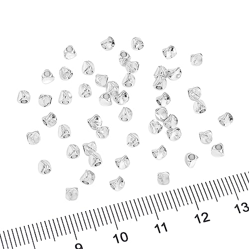 BEADIA Silver Plated Twisted Spacer Beads 3x3mm 50pcs for Jewelry Making Findings Non Tarnish - color: Silver, size: 3x3mm Twisted