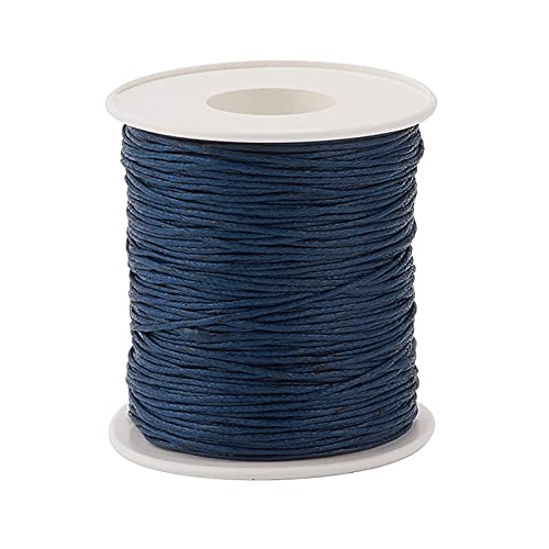 100 Yards Prussian Blue Waxed Cotton Cord Threads Braided Beading Cord Strings Bracelet Necklace Wire 1mm(0.04 inch) with Spool for Bracelets Necklace Jewelry Making Friendship Bracelet - color: Prussian Blue, size: 1mm