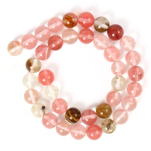 About 60pcs 6mm Natural Stone Beads Fire Cherry Quartz Beads Energy Crystal Power Gemstone for Jewelry Making, DIY Bracelet Necklace - color: Fire Cherry Quartz, size: 6mm