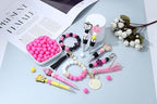 MAIBAOTA 120 Pcs Hot Pink Silicone Beads - 15 mm Round Beads for Keychain, Pens, Bracelet, Necklace Making - Bulk Pack with Boxed Kits - color: Hot pink