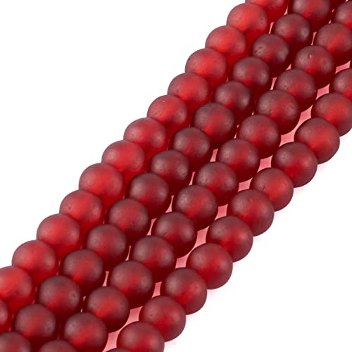 FASHEWELRY 200Pcs Transparent Frosted Glass Bead 4mm Matte Crystal Glass Loose Beads for DIY Jewelry Making (Tomato) - color: Tomato